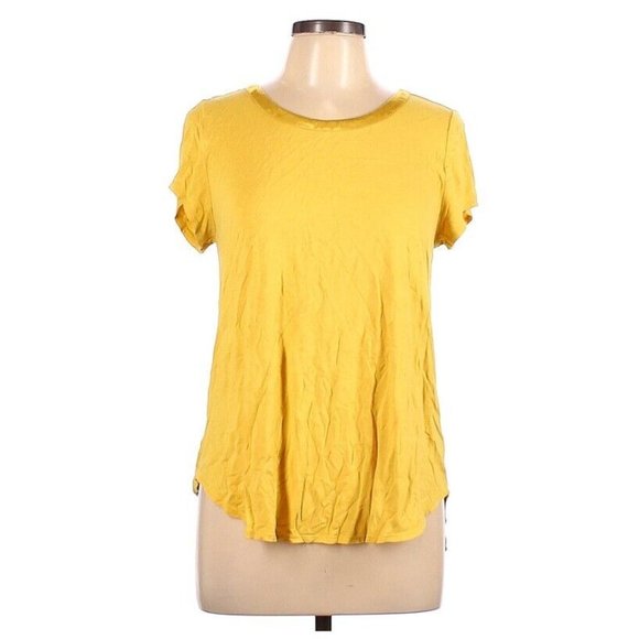 Alfani Womens L Tuscan Gold Yellow Loose Fit T Shirt Top NWT AP25 - Picture 3 of 4